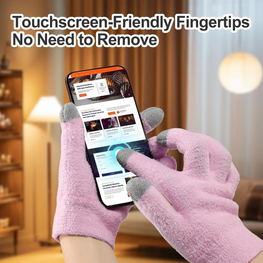 Pink Touchscreen Silicone Moisturizing Gloves